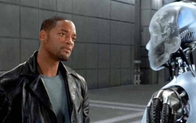 Will Smith no filme Eu, Robô. A produção aborda inteligência artificial